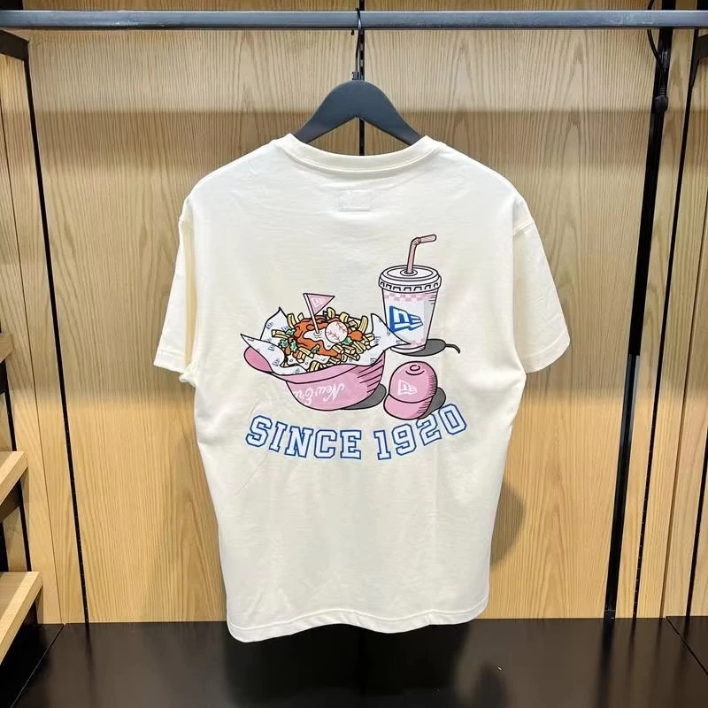 

2025 New Couple's Court Food Print Men's and Women's Short-sleeved T-shirt Street Casual Fashion Top Trend