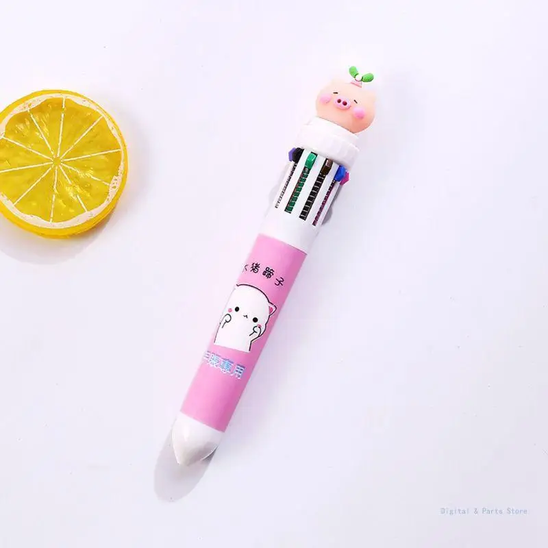 M17F Multi-color 10In1 Cartoon Pig Ballpoint Pen Press School Office Supplies