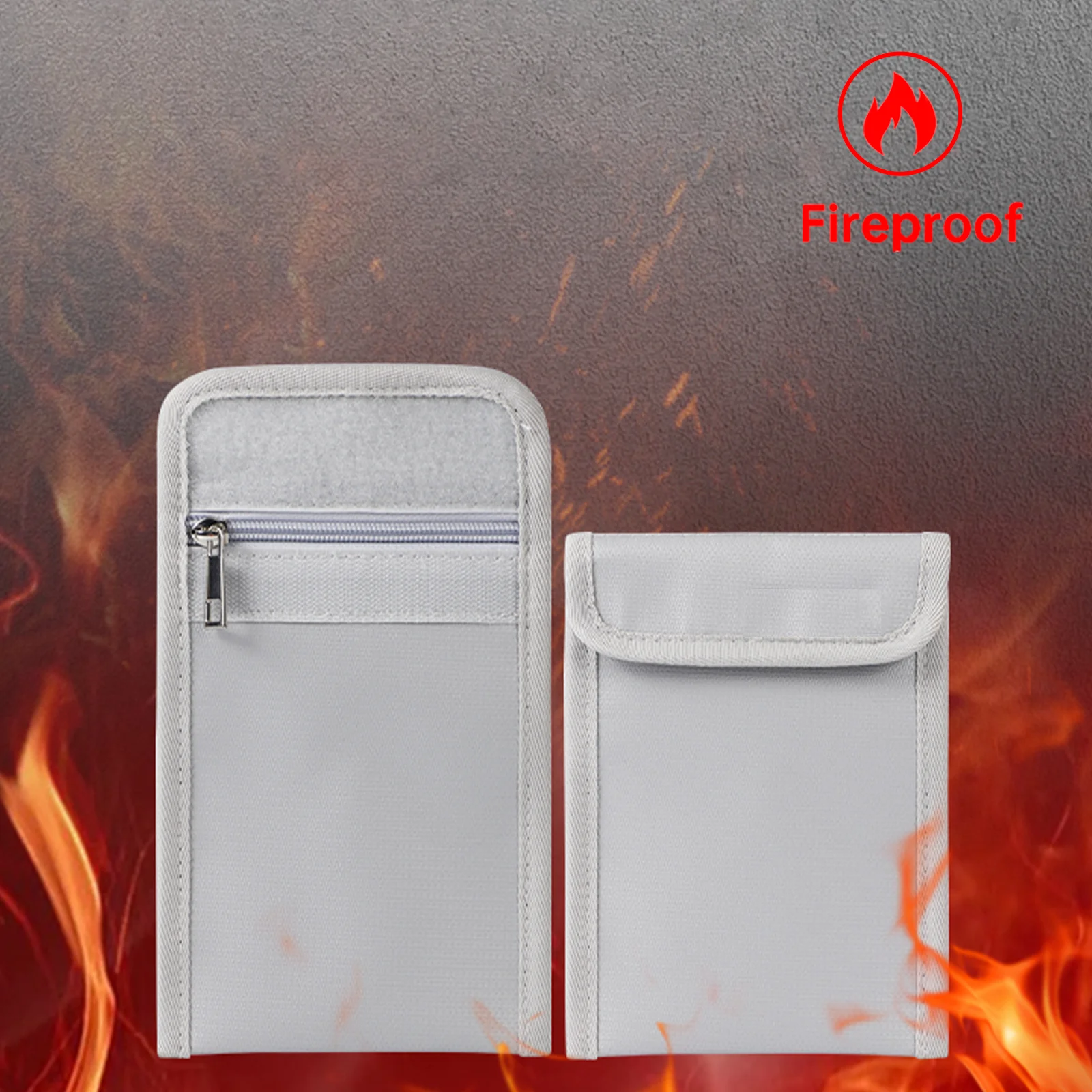 Small fireproof storage pouch for forms, IDs, and currency; a secure storage pouch for valuables, suitable for home, office
