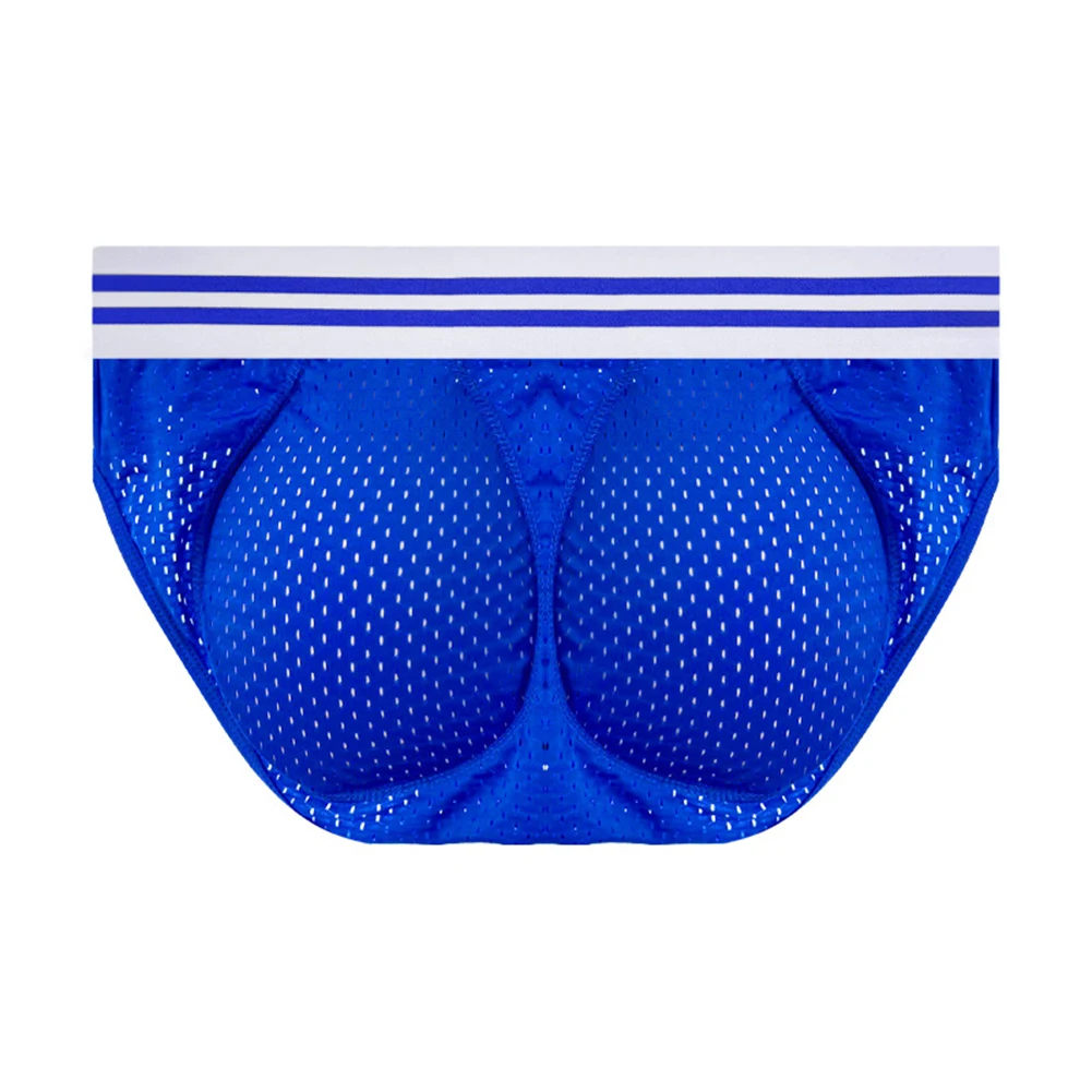 

Men Mesh Breathable Stripe Underwear Brief Hollow Sport Padded Butt Lift Panties Stretch Comfortable Long Boxershorts Male