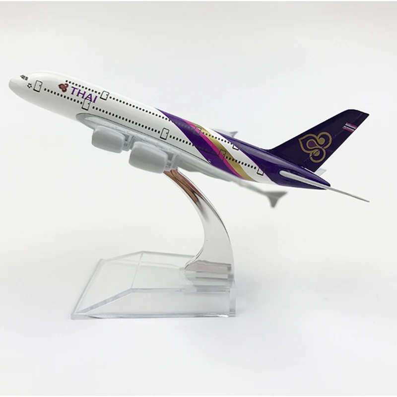 

16CM 1:400 Thai Airways A-380 Civil Aviation Aircraft Model Alloy and Plastic Display Series Men's Adult Gift