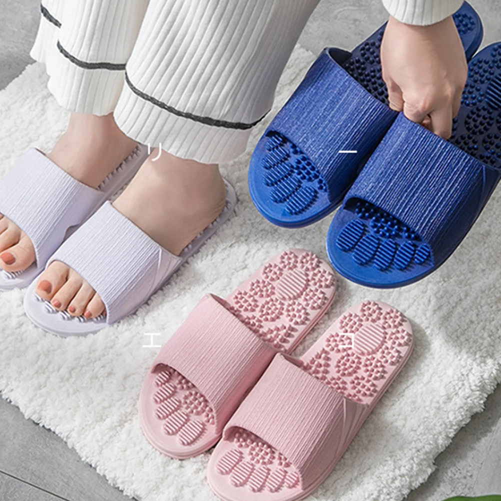 Massage Slippers Anti-Slip Bathing Sandals Dark Blue Size 40-41 Lightweight Durable PVC Indoor Outdoor Home Hotel Travel