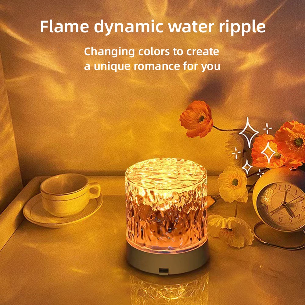 LED Crystal Table Lamp Rose Light Projector 16/3 Colors Touch Adjustable Romantic Diamond Atmosphere Light USB Touch Night Light