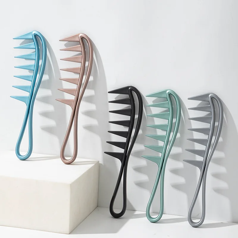 1Pc Wide Tooth Comb With Handle Men's Hair Combs Color Portable Hairbrush For Men Household Hairdressing Coarse Toothed Brush