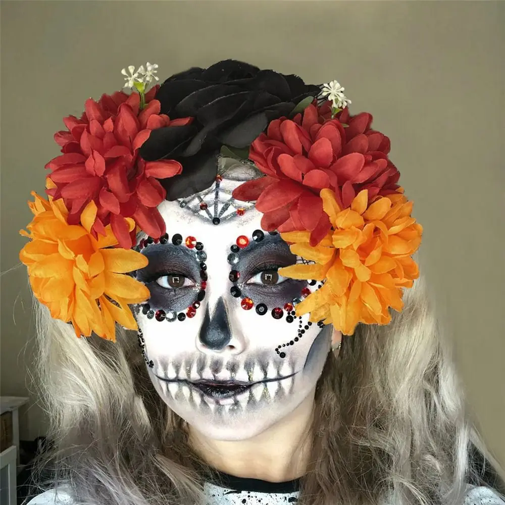 Cosplay Halloween Party Costume Headwear Boho Hawaiian Day of The Dead Headpiece Photo Props Wedding Bridal Hair Accessories