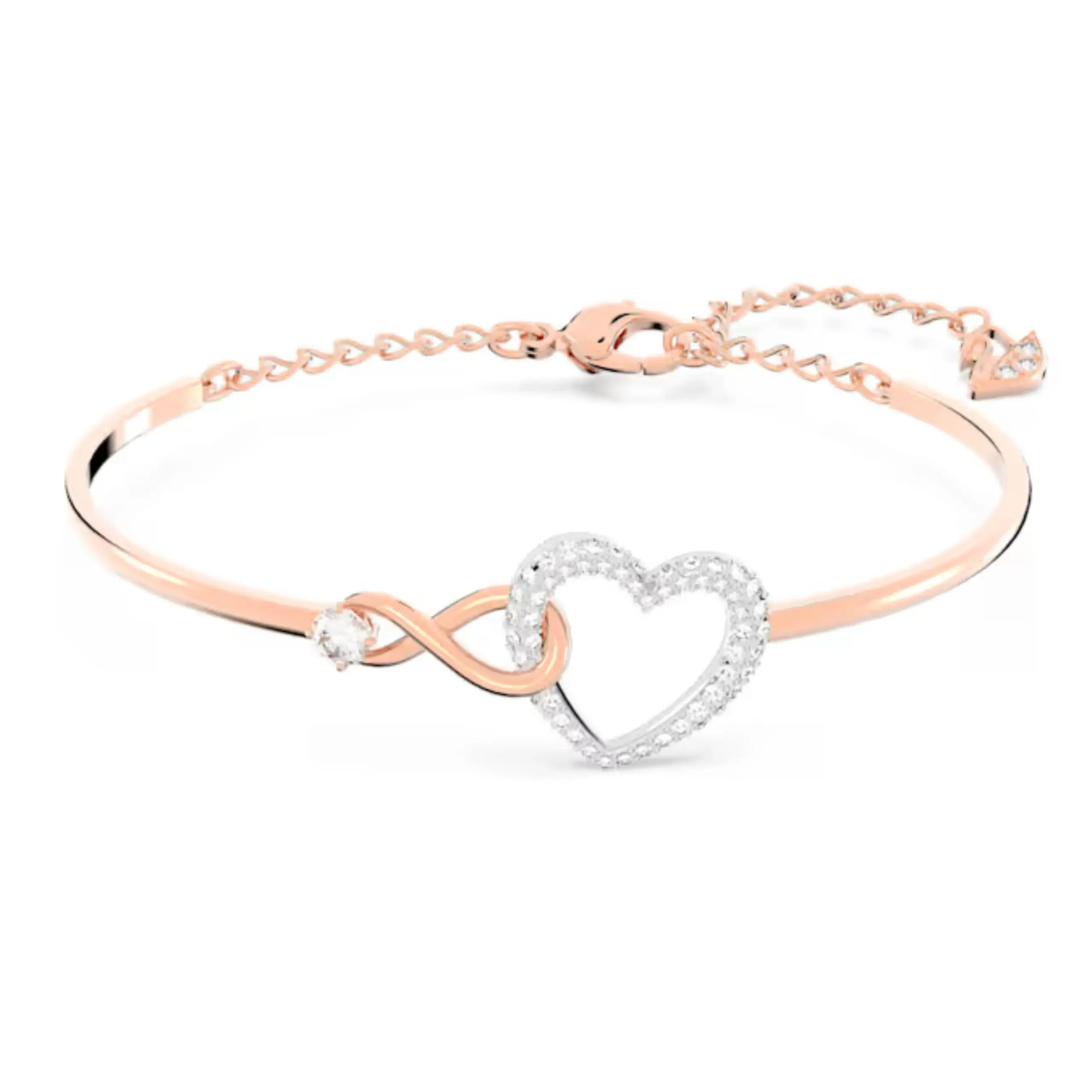 Fashion Private Label Silver Rose Gold Rhodium Tone Finish Clear Crystals Infinity Heart Jewelry Bracelets