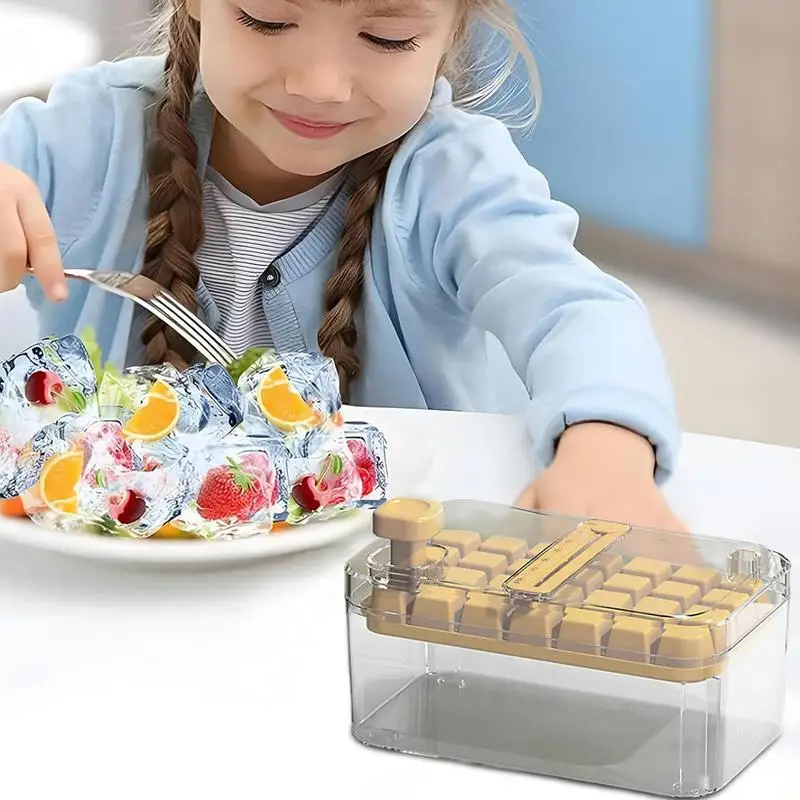 Ice Tray For Freezer Square Small Ice Tray With Lid And Storage Box Ice Cubes Making Tool Easy Release Ice Cubes Press Mould For