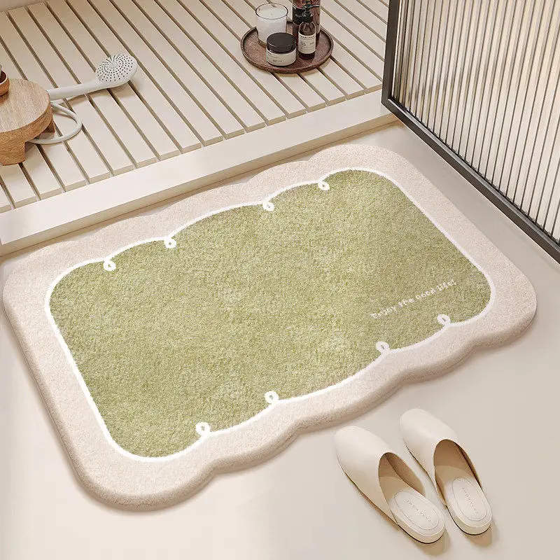 floor mat, non-slip absorbent special-shaped foot mat at the door of the bathroom, imitation velvet bathroom anti-drop carpet