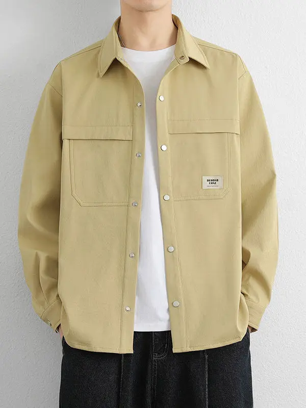 

Youth Busin Gentleman Open Cardigan Long Sve Spring Autumn irt Collar Casual Simple Busin Trend Jaet Stand Fi...