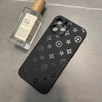 럭셔리 레트로 클래식 전화 케이스 iPhone 16 15 14 13 12 11Pro Max XR X XS 12Mini 14 15 16 Puls 소프트 실리콘 블랙 iPhone 케이스