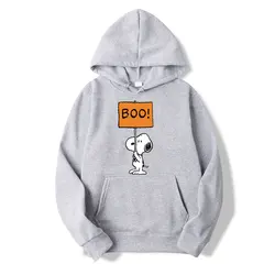 Peanuts Halloween Snoopy Boo! Men Hoodie Cartoon Fashion Women Oversized Sweatshirt Tops Spring Autumn Couple Pullover