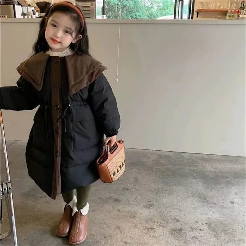 

Girls Coat Jacket Winter Cotton Windbreak 2023 Cool Warm Plus Thicken School Overcoat Snowsuit Children's Clothing