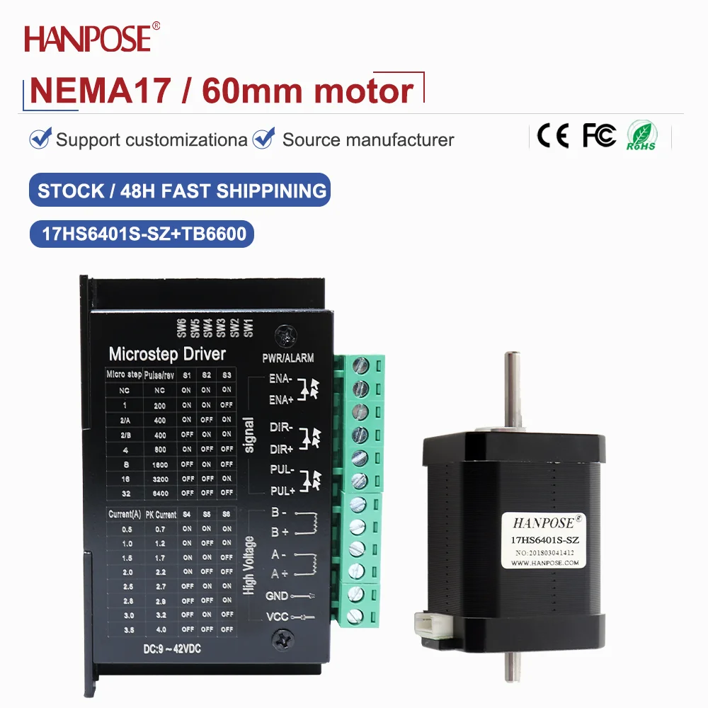 dual axis stepper motor 0.7N. m 1.5A NEMA17  17HS6401S-SZ+TB6600drive high-precision and fast operation