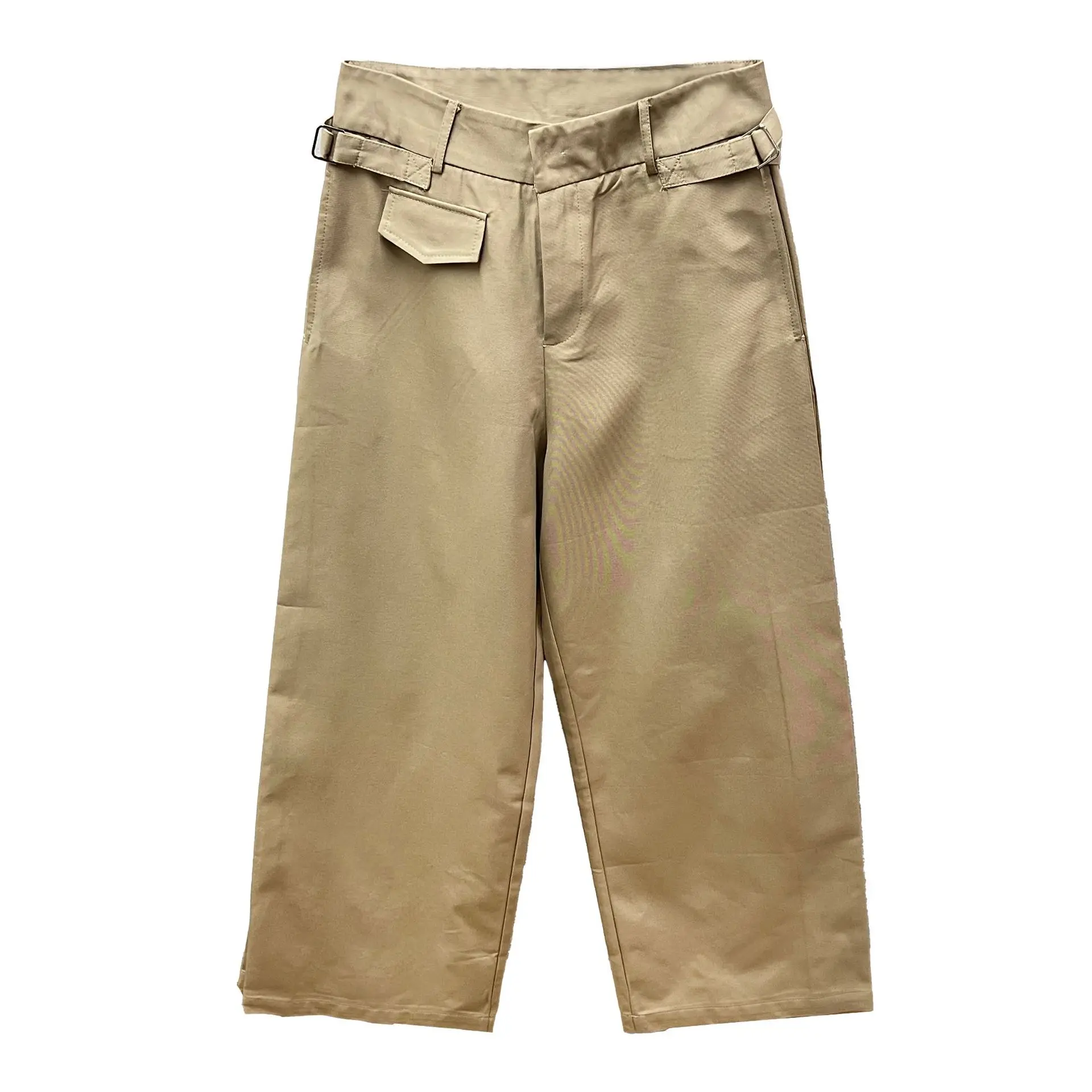 سراويل كاجوال واسعة الساق للركاب على الطراز الأمريكي سراويل بدلة نسائية لضبط حزام الربيع 2025 #5