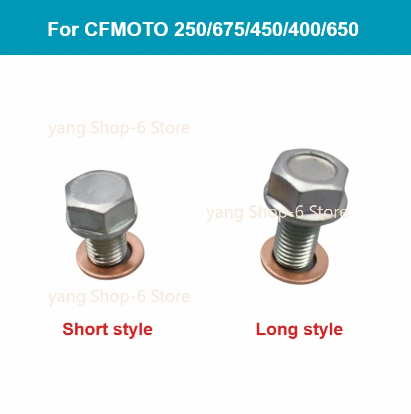 Motorcycle Oil Drain Plug Bolt With Copper Washer For CFMOTO CF250 CF450 CF675 CF400 CF650 SR NK CLC CLX MT GT All Years