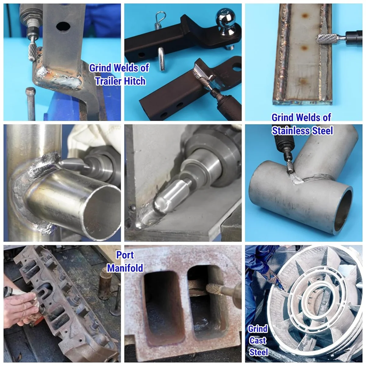 

Carbide Burr Set for Metal Welding Concrete Stone Wood Plastic Engraving Cutting Cleaning Grinding Engraving