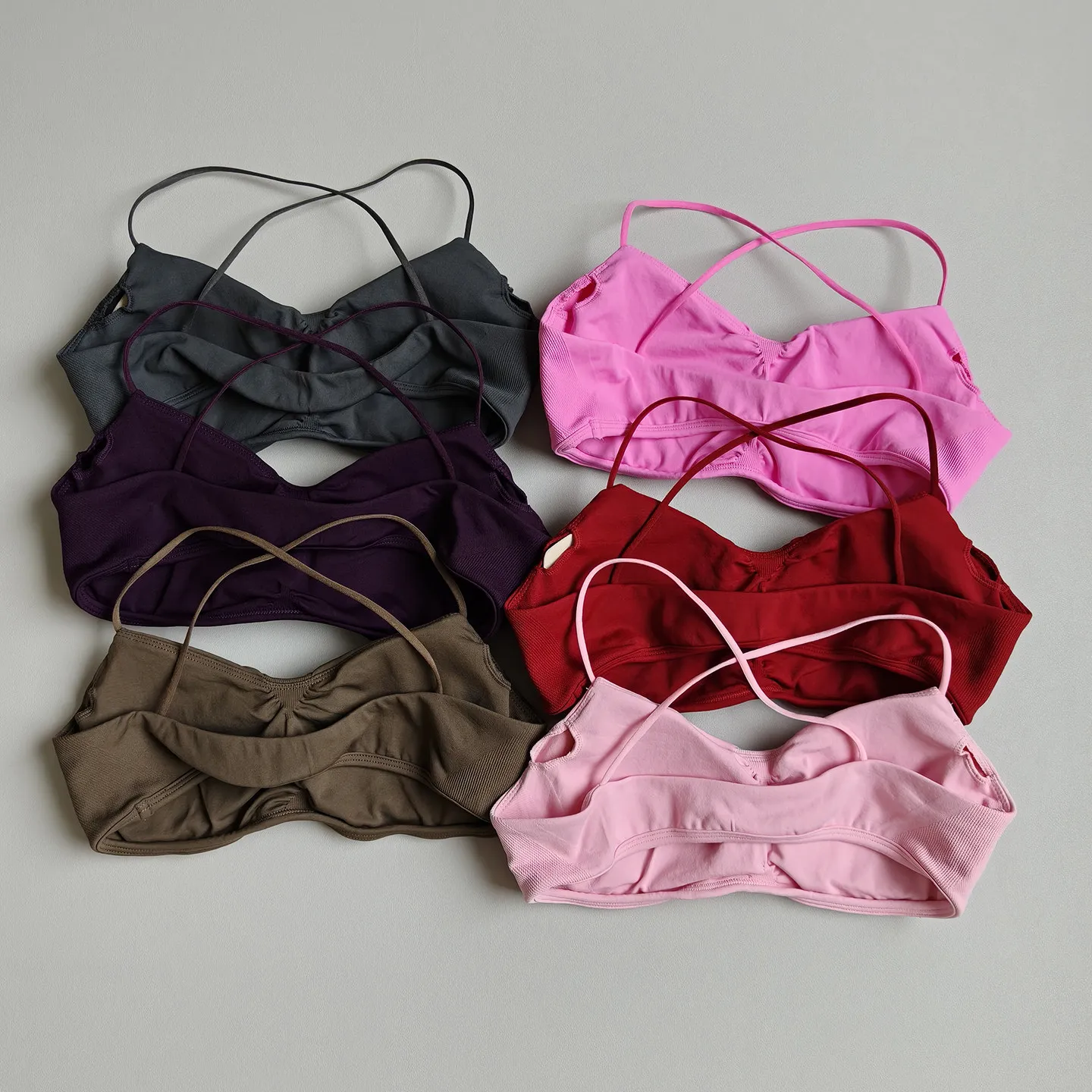 Women's Sport Bra with Fine Straps Beautiful Back Gathered Chest Pilates Vest Training Yoga Clothes Running Fitness Vest