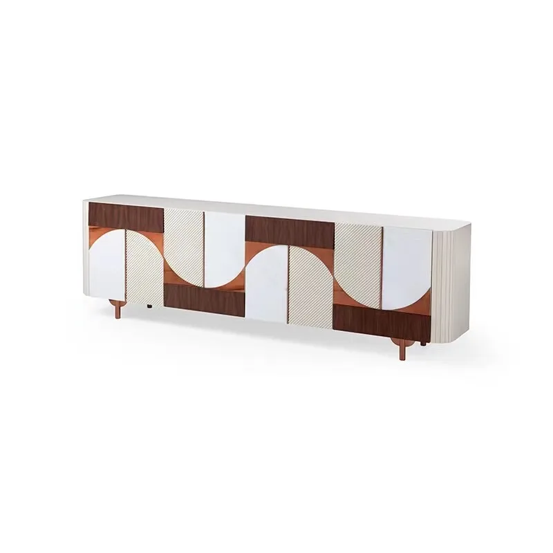 Splicing color dining side cabinet Solid wood living room decorative storage TV entrance cabinet