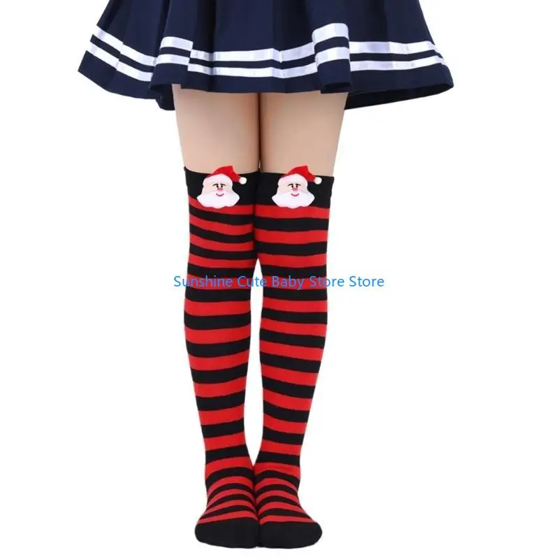 

C5AF Lovely Cartoon Santa Socks for Winter 6-10Y Toddler Girl Christmas Stockings