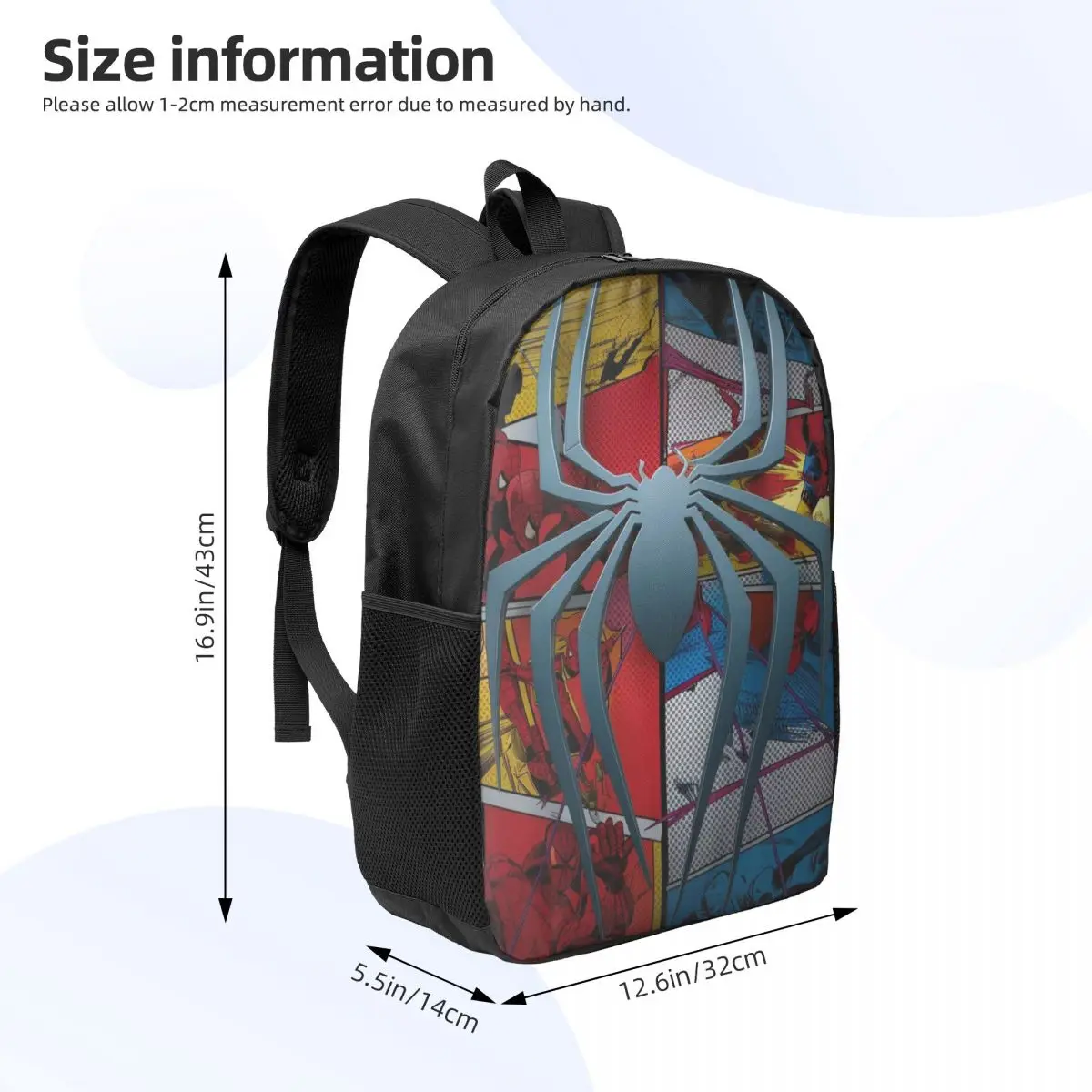 Mochila de estudante simples Spiderman de 17 polegadas – bolsa escolar leve e espaçosa para meninos e meninas