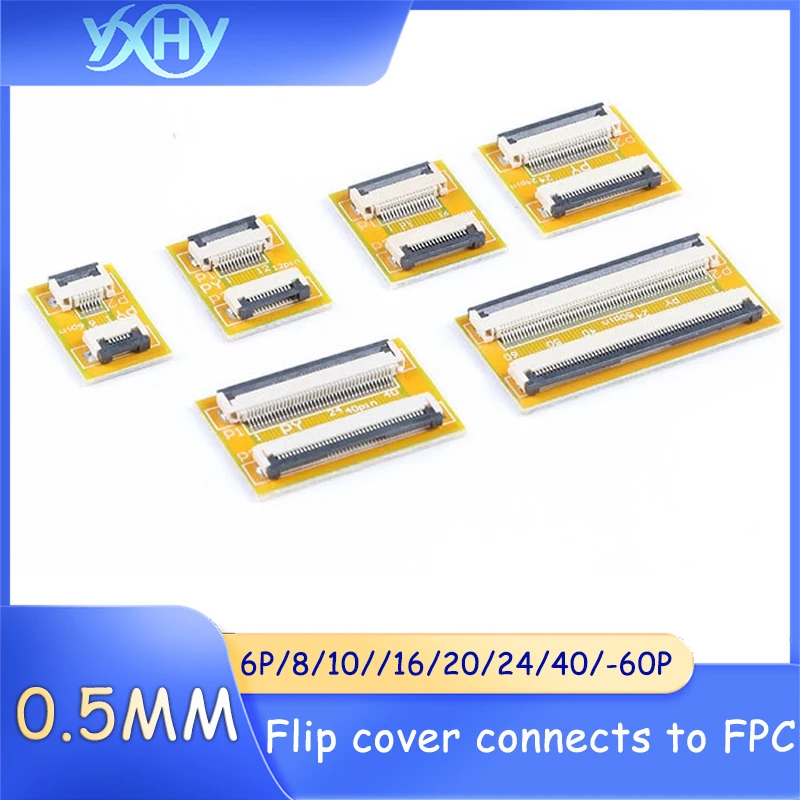 6P/8P/10P//16P/20P/24P/40P/-60P flexible flat cable extension board with flip cover and FPC adapter board 0.5mm