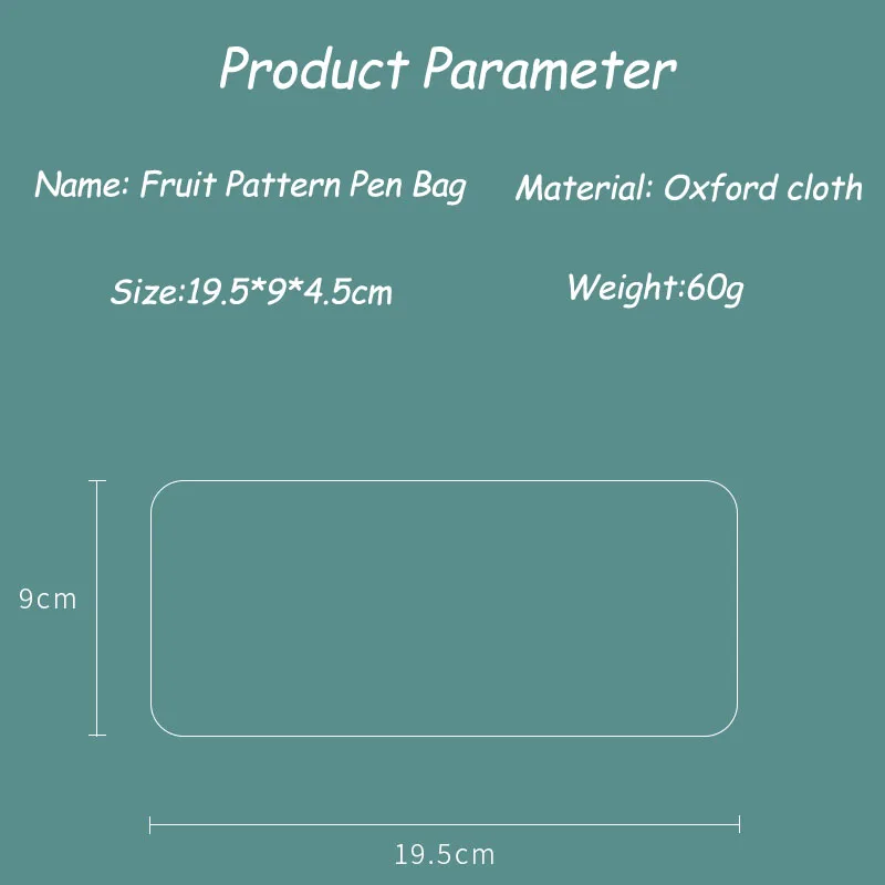 Simple student stationery storage creative stationery box Oxford cloth fruit pencil case large capacity pencil case