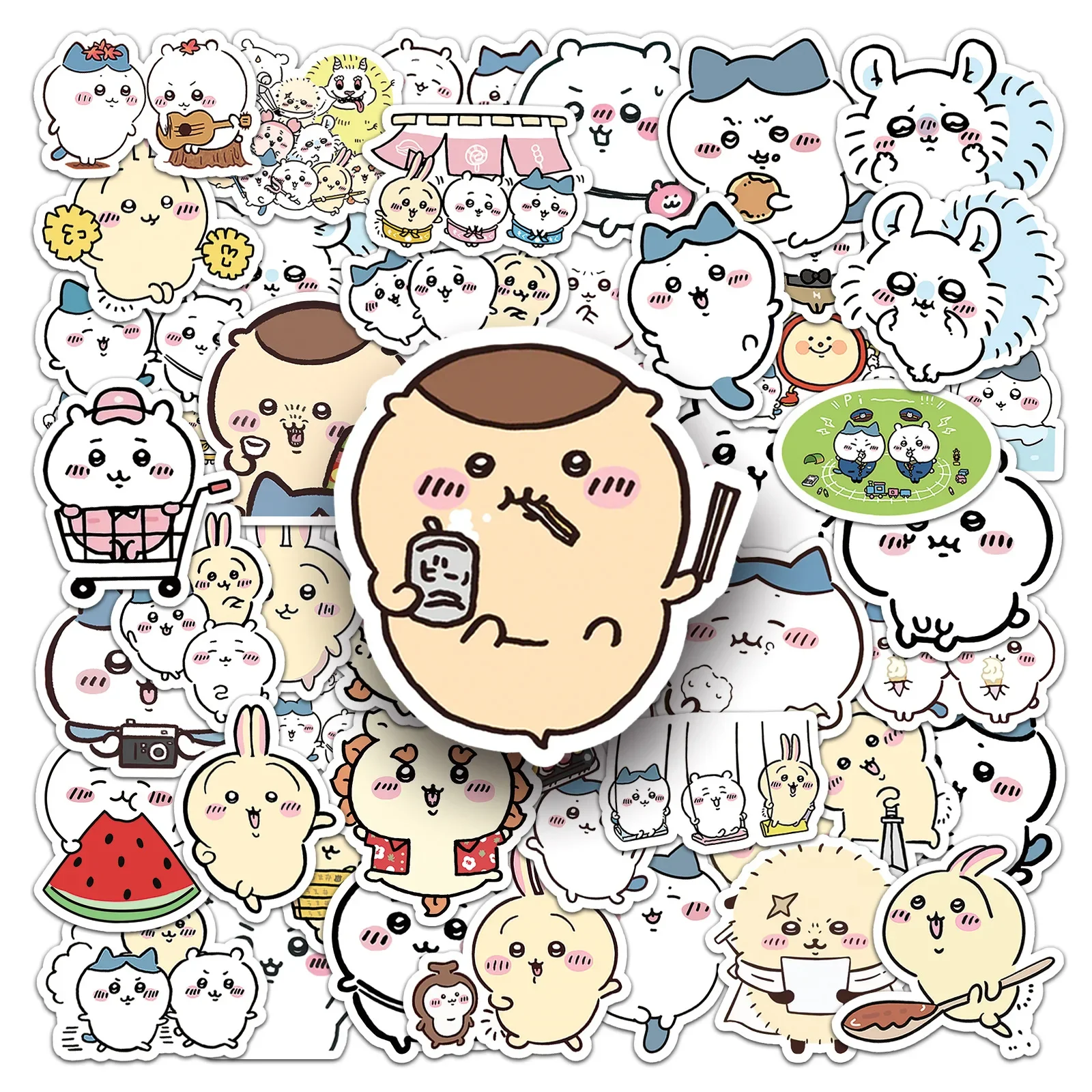 Cartoon Chikawa Aufkleber Roller Gitarre Wasserbecher Dekorationsaufkleber Anime Studentenbecher Gepäck DIY Handy Tablet Sticker – Detail 5