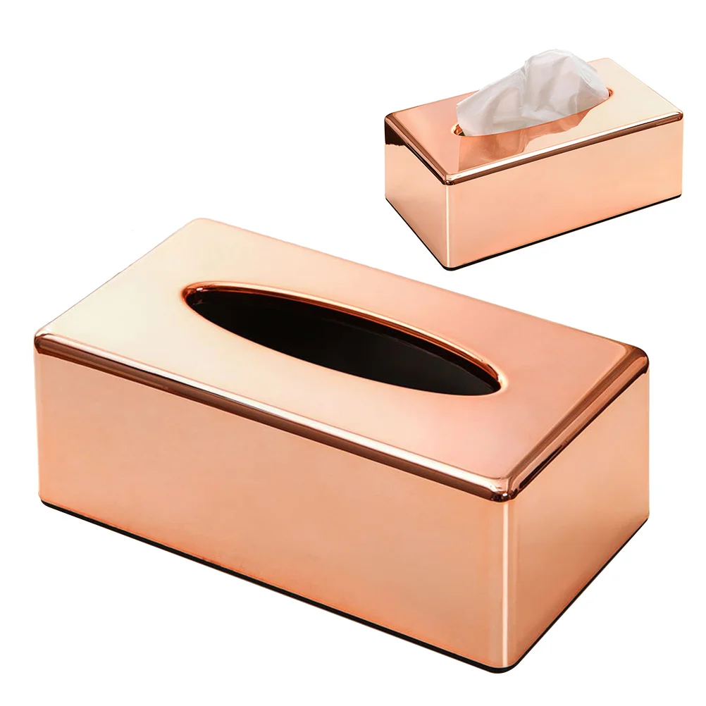 

Rectangular Tissue Box Cover Holder Napkin Storage Container Rose Gold Conceals Cardboard Boxes