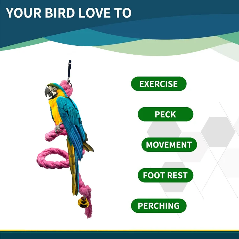 

Parrot Toy Bird Cage Decorative Pendant Bird Gnawing Decompression Grinding Mouth Toy Rotating Climbing Rope Pet Supplies