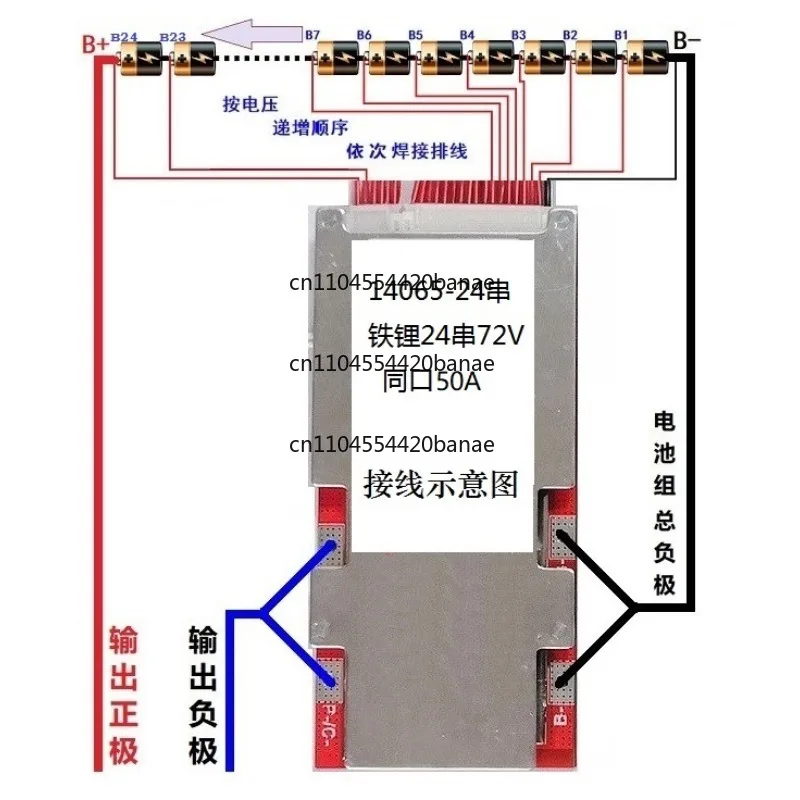16 strings 48V20 strings 60V24 strings 72V lithium iron phosphate battery protection board 50A lithium battery protection board