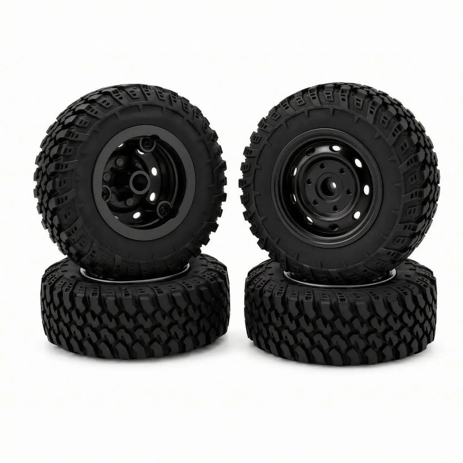 4 Piece RC Crawler Wheels Metal Rim for MN99S MN300 1/16 Scale Rock Crawler Tires