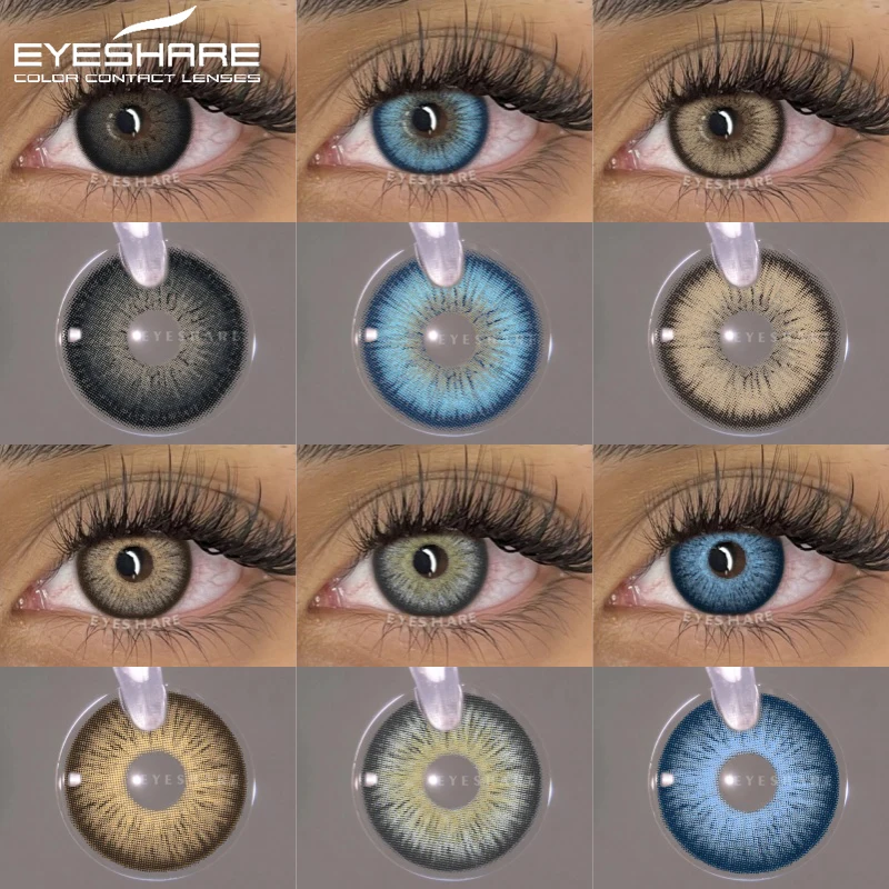 EYESHARE Natürliche farbige Kontaktlinsen für Augen, 1 Paar schwarze Linsen, kosmetische braune Schönheitslinsen, blaue Augenkontakte, graue Kontakte
