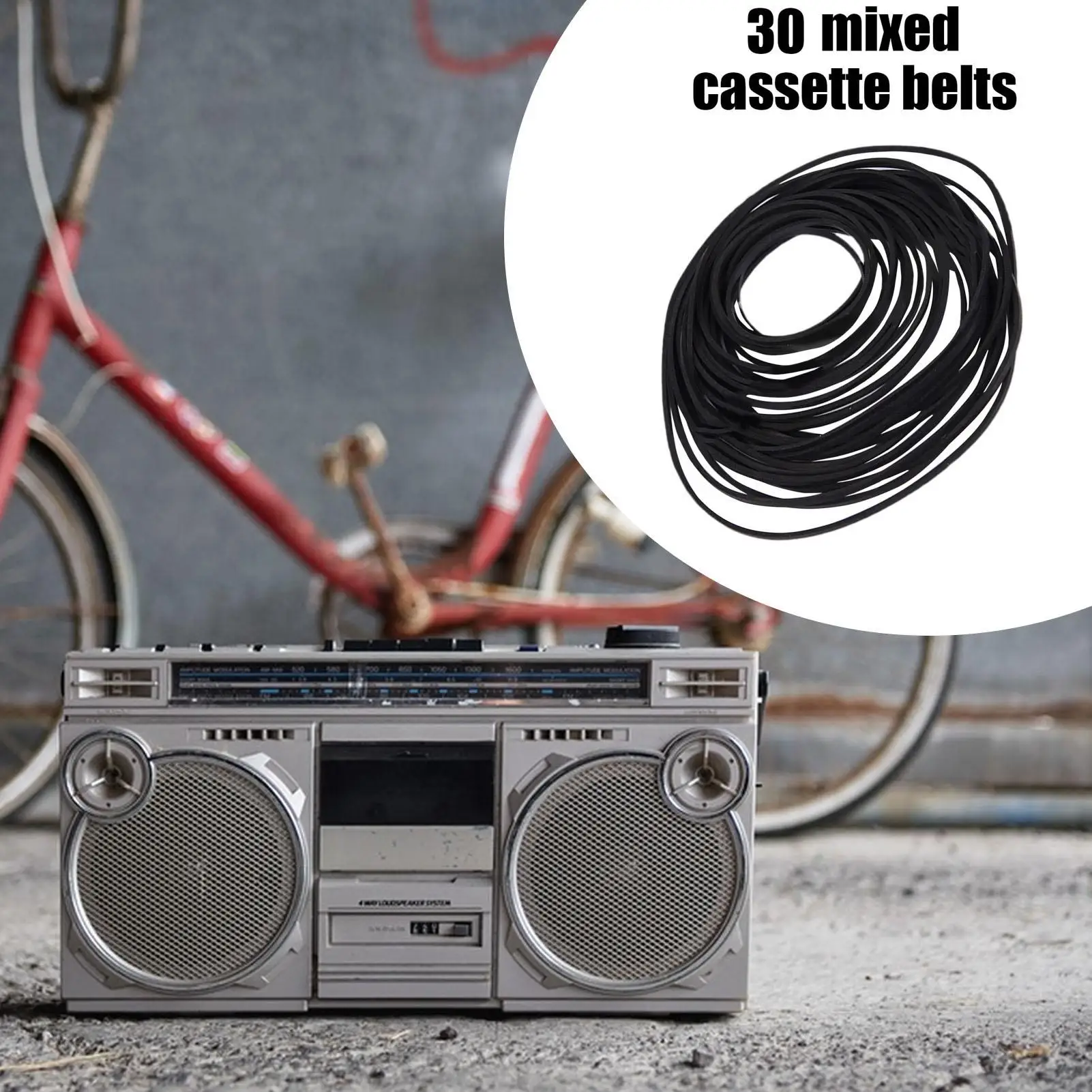 30PCS Universal Mix Cassette Tape Machine Belt Assorted Common Square Flat Mixed Rubber Belt For Electronics
