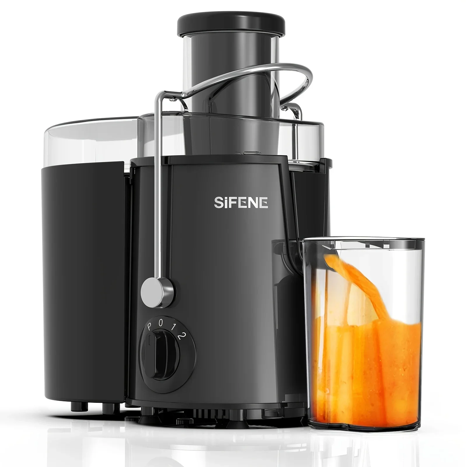 

Easy-Clean Juicer, 3" Wide Feed Rapid Fruit and Vegetable Juicing, 3 Speed Settings, BPA-Free, Stainless Steel, Gray