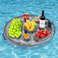 1pc Inflatable Food Tray Ice Bar For Swimming Pool Iced Porous Harmless Holder Pool Party Ice Storage Tank Fruit Beverage Bucket
