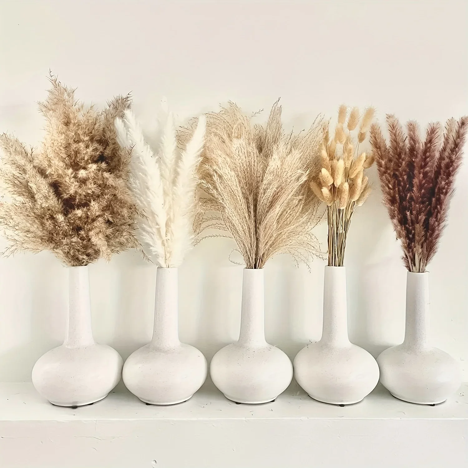 105pcs Natural Dried Flowers Pampas Floral Bouquet Boho Country Home Decoration Rabbit Tail Grass Reed Wedding Decor Arrangement