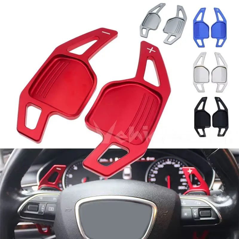 2x Aluminum Steering Wheel Shift Paddle Shifter Extension For Audi  A3 A4 A5 A6 A7 A8 Q5 Q7 TT S3 S4 S5 R8 2006-2009 2010 2011
