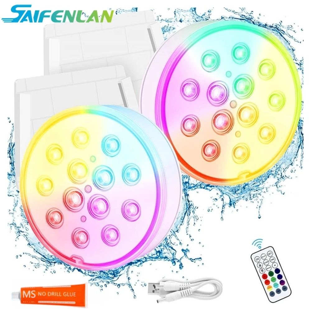 

Upgraded High Brightness Swimming Pool Lights Rechargeable Submersible LED Lights with Remote IP68 Waterproof RGB Hot Tub Light