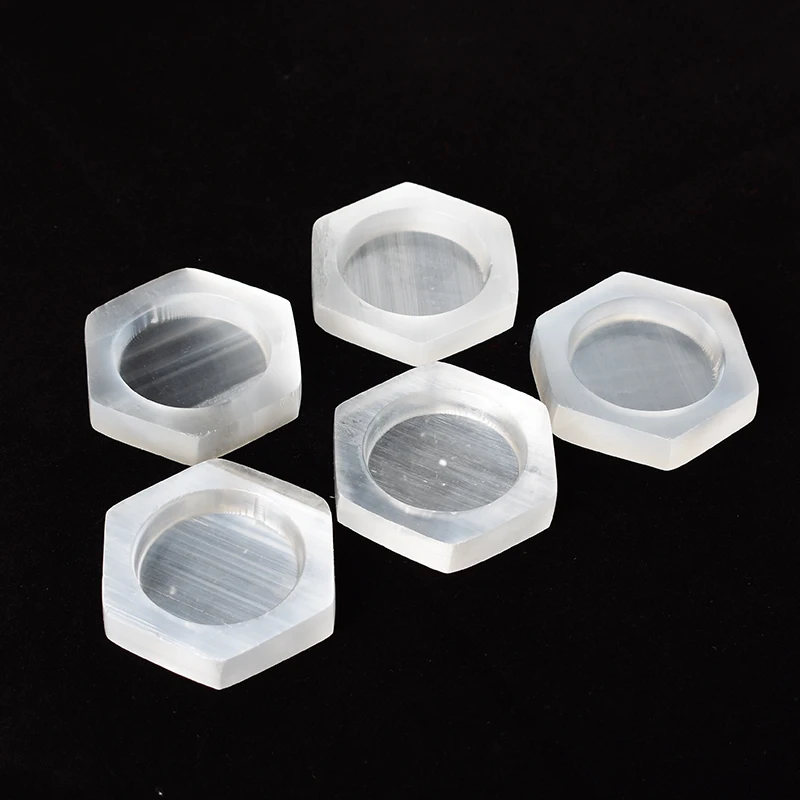 1PC Hexagon Stone Bowl Natural Selenite Gemstone Energy Healing  Massage Chakra Reiki Spiritual Therapy Minerales Ornaments view 3