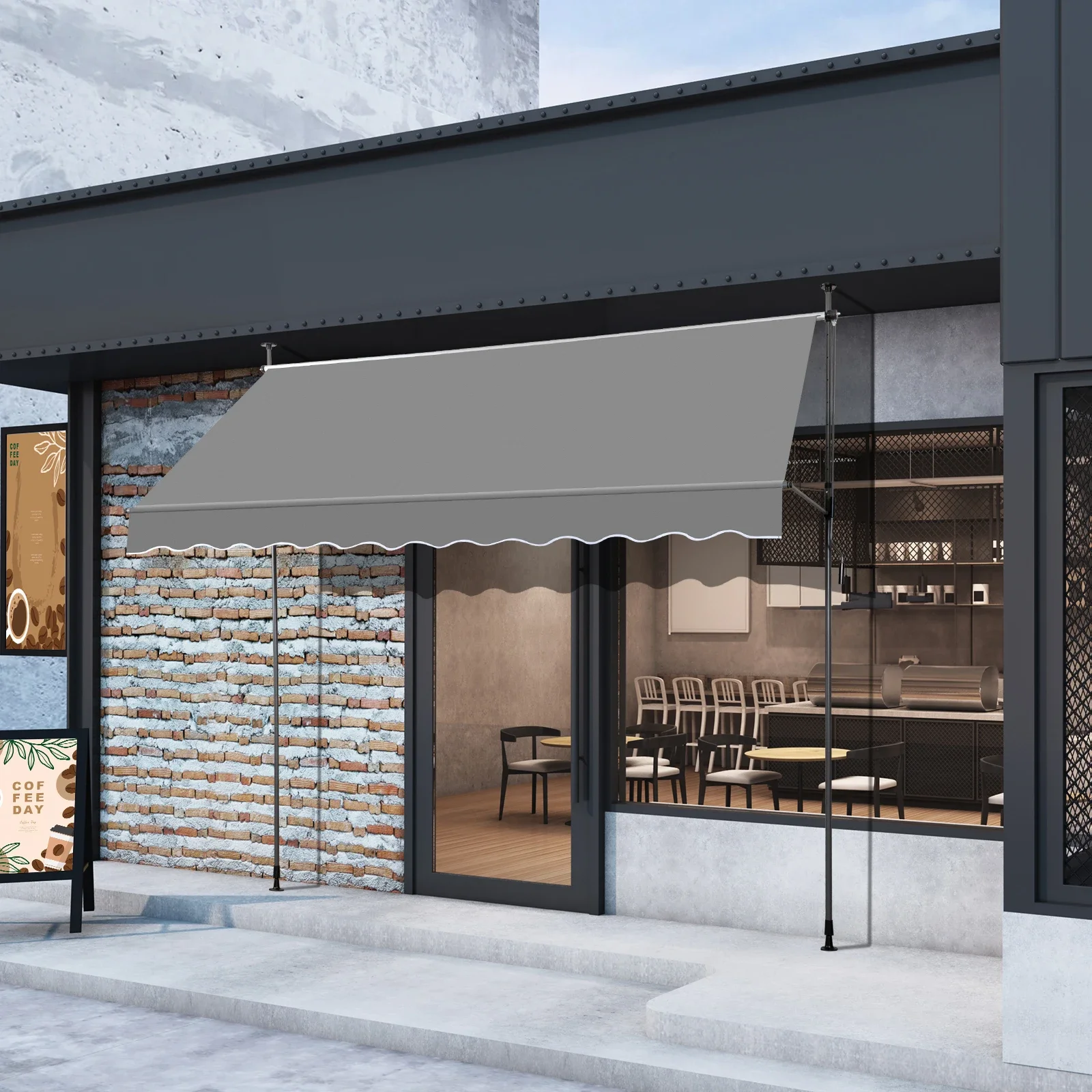 

118.1"D X 47.2"W X(78.7 -118.1)"H Retractable Awning Gray