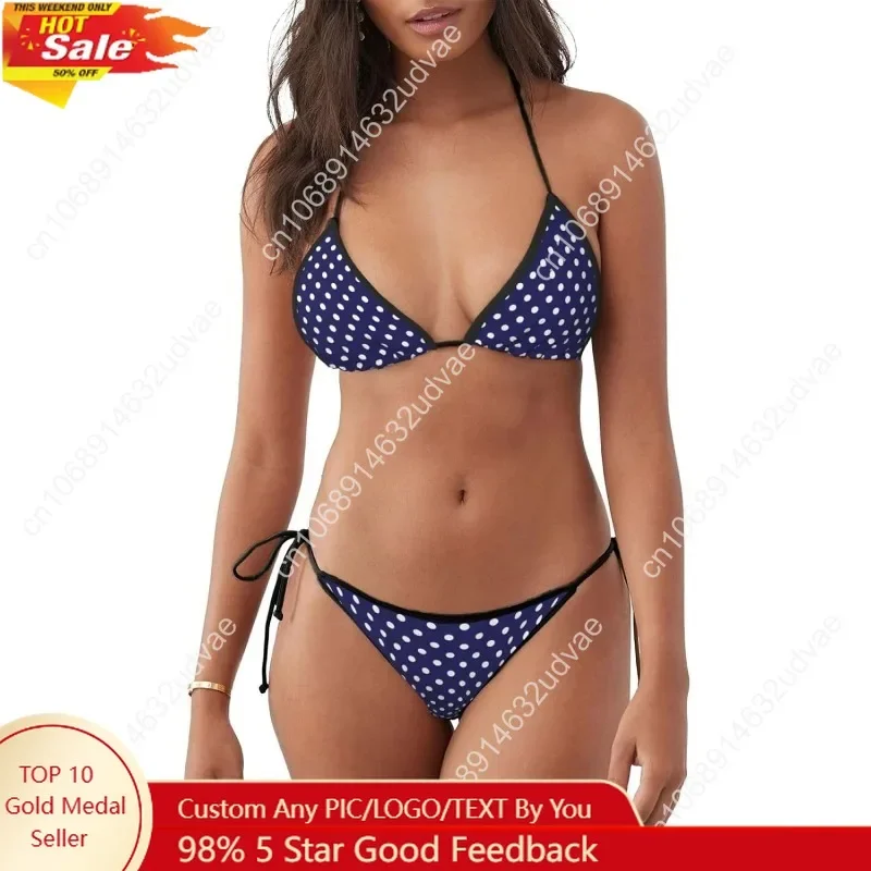 Luipaardprint Halter Triangle Tie Side Bikini Set Tweedelige badpakken voor dames