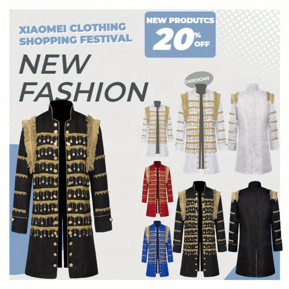 

New Men's European andCourt Suits Zhongshan Suits Performance Costumes Male Singer Costumes Medium To Long Stage Costumes