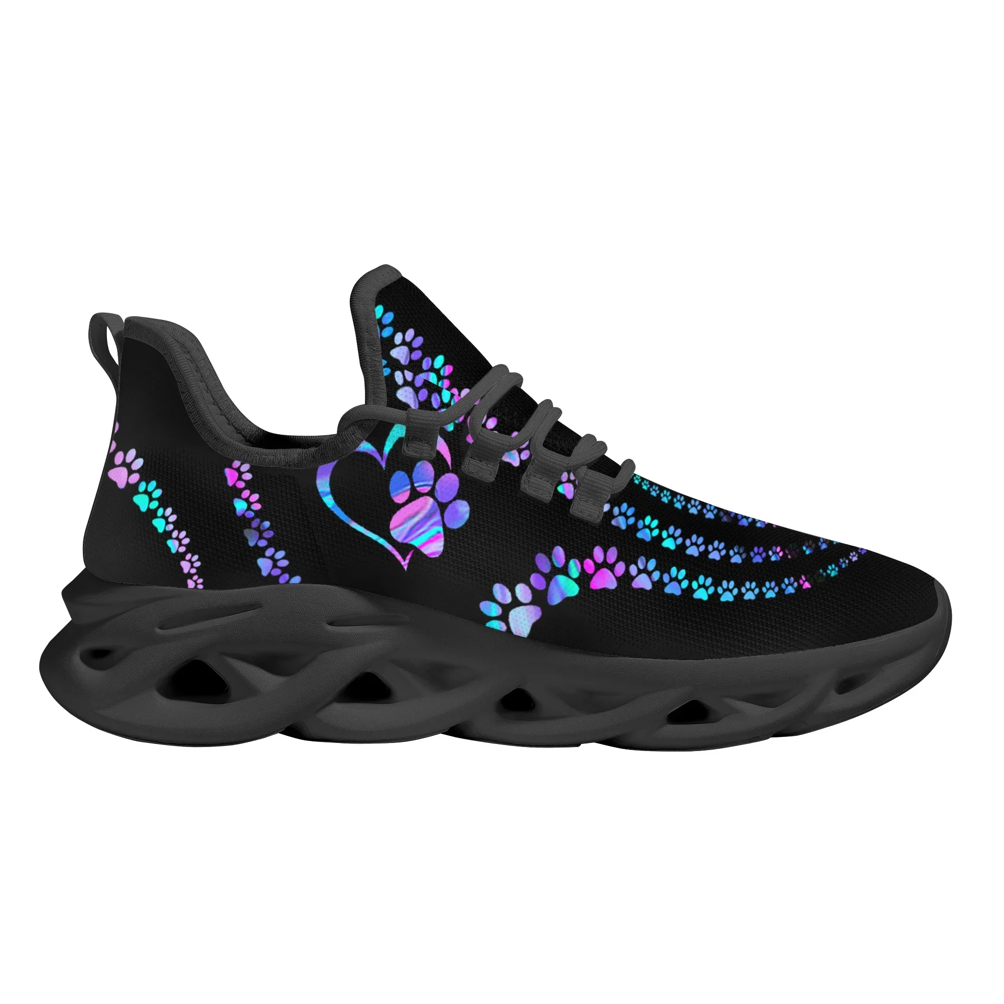 Cool Dog Footprint Camouflage Printing Flat Shoes For Women Breathable Soft Sneakers Lace Up Casual Platform Zapatos