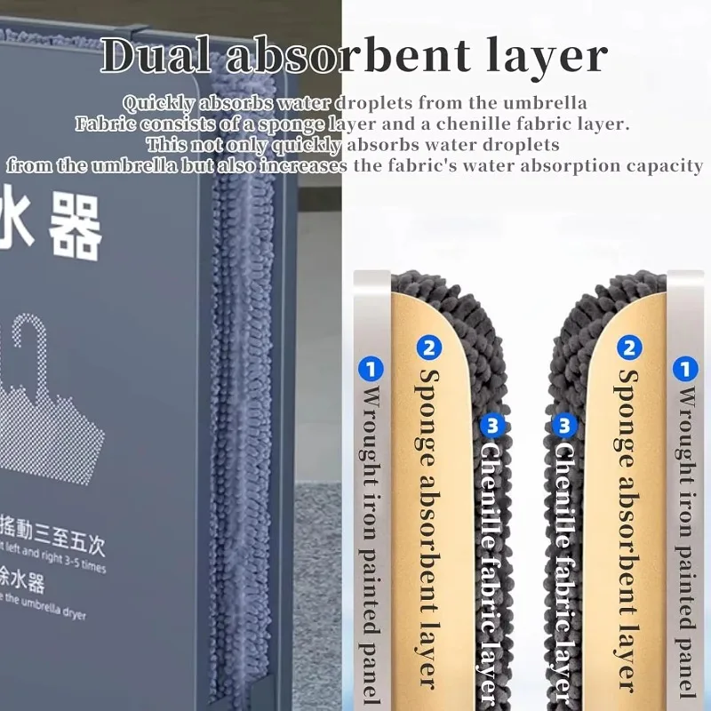 Commercial Umbrella Water Remover Double Layer Absorbing Rack Umbrella Dryer For Wet Floor Prevention