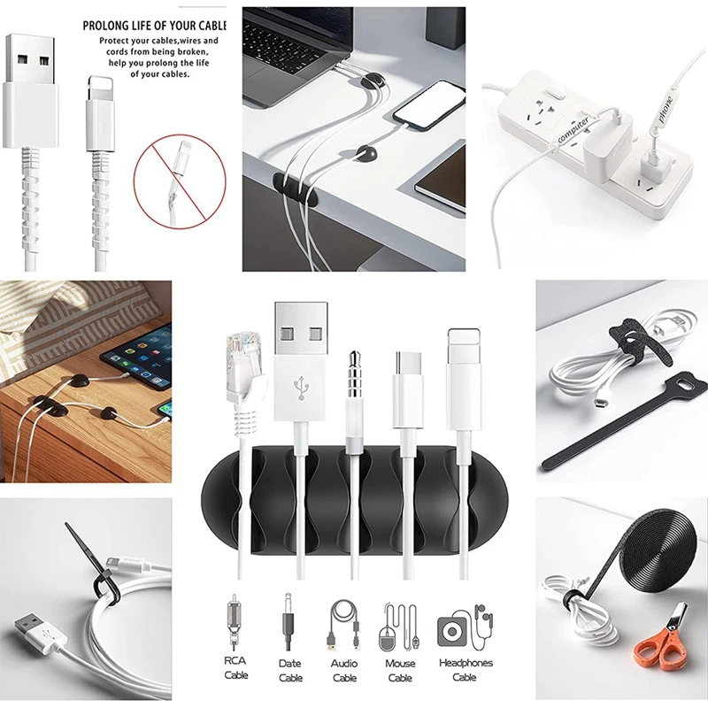 177Pcs Cable Management Cord Organizer Kit,Cable Sleeve,Cable Clips,Hook And Loop,Cable Protector,Labels For Home Office