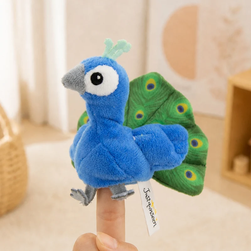 Plush Finger Puppet Marine Animals Shark Tortoise Mini Plushie Parrot Flamingo Peacock Eagle Birds Interactive Prop Tell Story