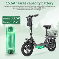 K14 Electric Scooter 500W Motor, 14'' Tires, 36V 15.6Ah Battery, 32km/h Max Speed, 50-60km Range, Disc Brakes, IPX4 Waterproof