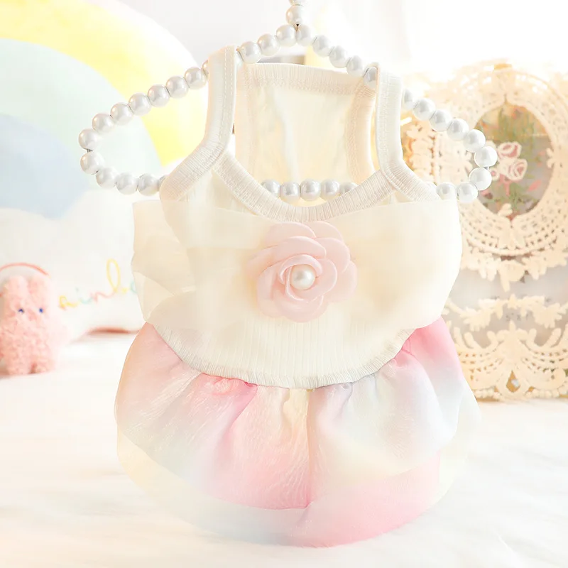 Flower Skirt Dog Clothes Dress Lace Suspenders Princess Dogs Clothing Fashion Small Dogs Kawaii Costume Spring Summer Mascotas