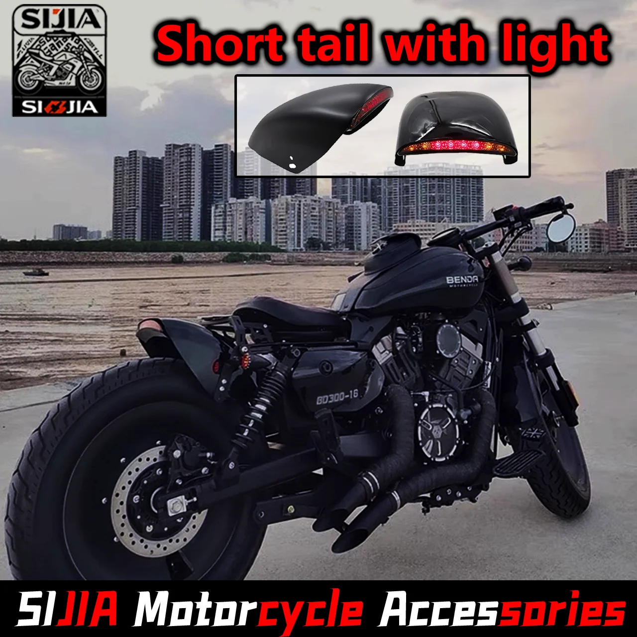 يصلح ل QJMotor SRV 300 SRV 350 Rock 300 Chinchilla 300 بدوره إشارة الحاجز الخلفي عدة قصيرة الذيل ضوء مزيل واقيات الطين