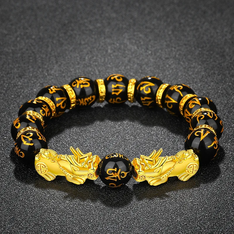 

Vietnamese -plated bracelet for , luxury gold Pixiu , fortune-attracting beads, high-end men's imitation